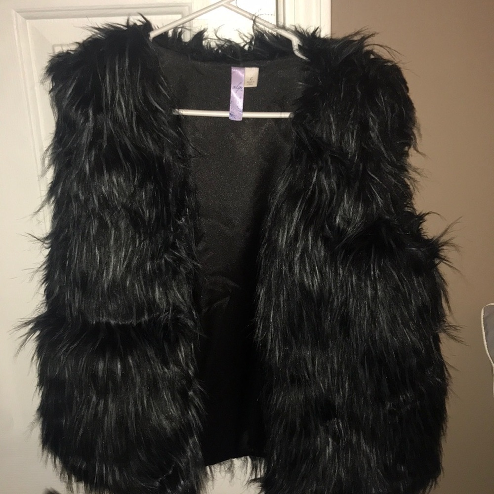 Black fuzzy vest